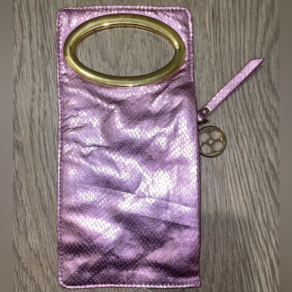 IMAN Metallic Pink Rose mini purse/wristlet
